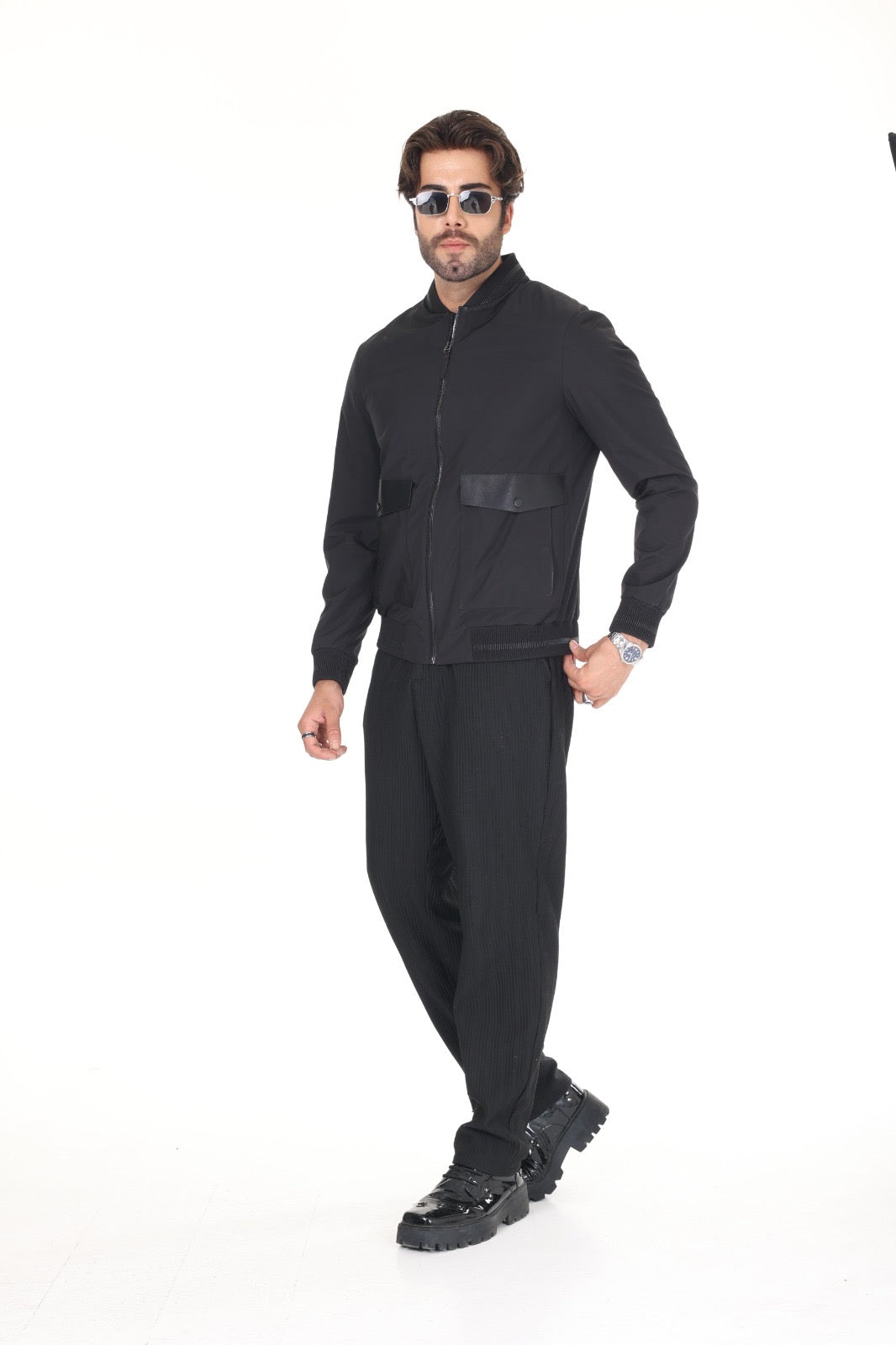 Black Fabric Leather