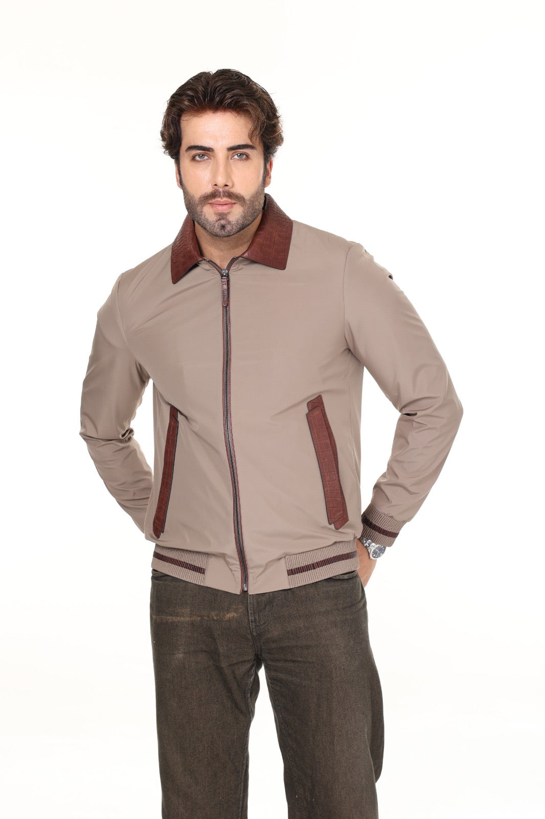 Fabric Leather Jacket