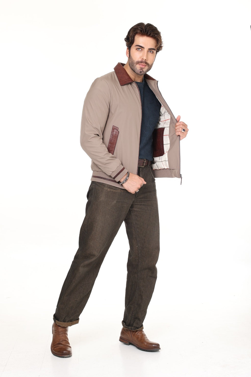 Fabric Leather Jacket