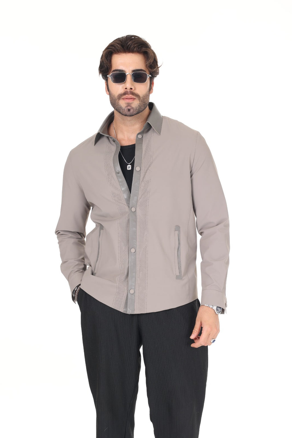 Fabric Leather Shirt
