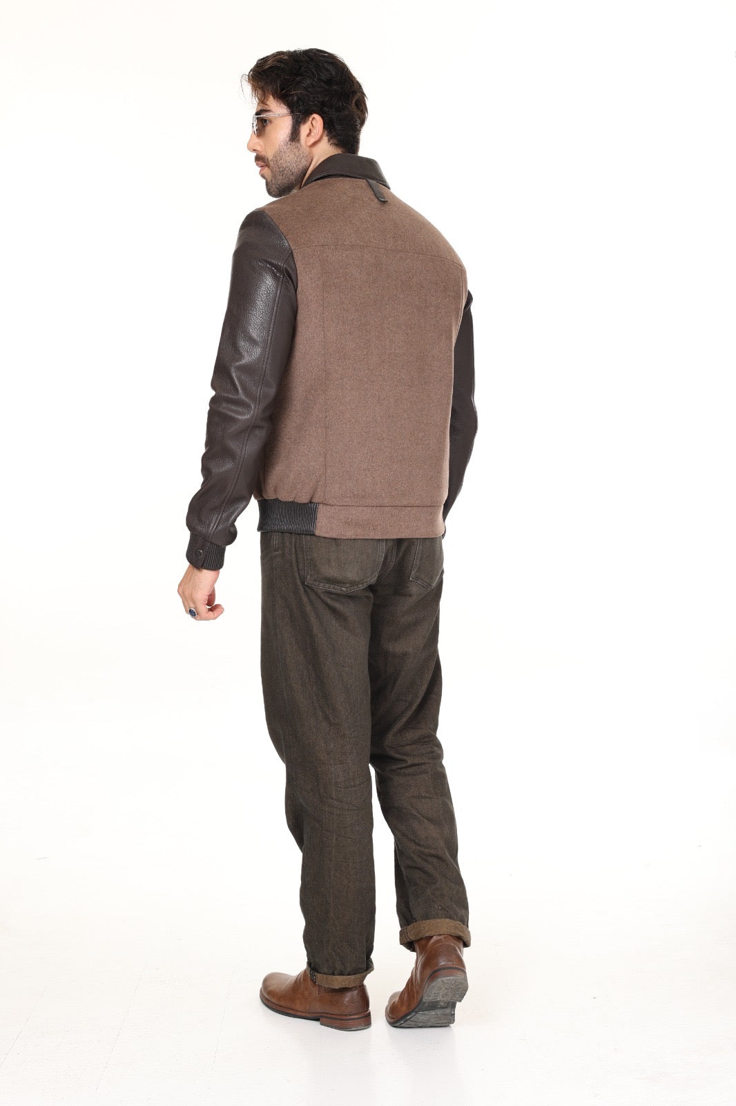 Leather Cashmere Brown Jacket